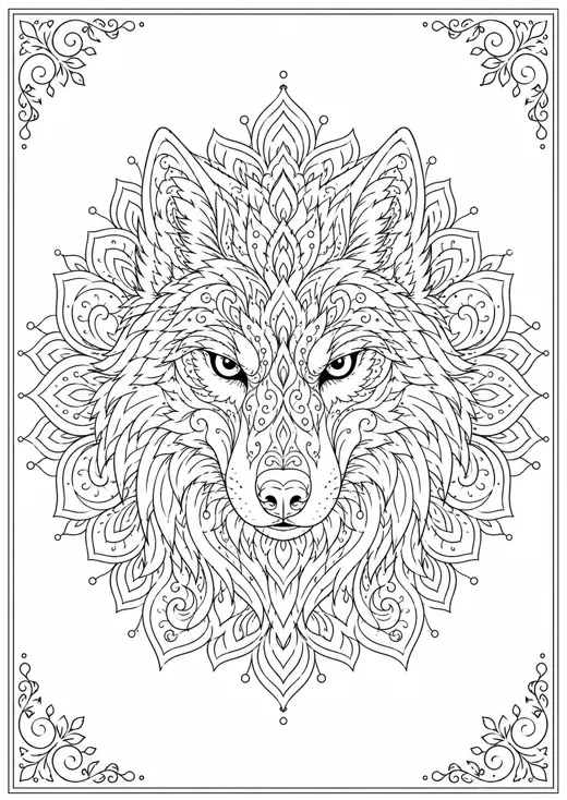 Mandala de lobo para colorear