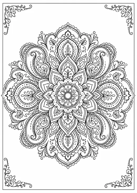 Mandala floral ornamental para colorear
